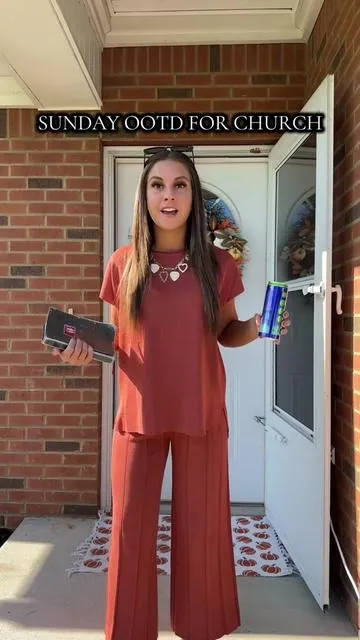 This matching set just screams fall and was so comfy for church today!! 🍂♥️ #fallfashion #viral #trending #tiktokshopcreatorpicks #matchingset 