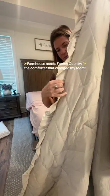 Modern farmhouse cozy meets French country chic… and I’m never going back. 🛏️ The ruffles, the fit, the vibe—it’s everything. #farmhousestyle  #frenchcountry  #modernfarmhouse  ##comforterset #CozyHomeFinds