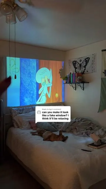 Replying to @bgc LOVE casting windows on my wall 🙌🏾🙌🏾 #trending #projectorforbedroom #roomfinds #movienight #windowprojector 