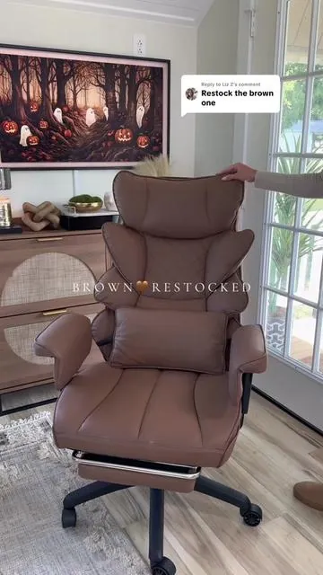 Replying to @Liz Z most of spend the majority of our day in an office chair so you might as well be comfortable. The @Dowinx office chair is luxury. I love the foot rest and at this point I’m considering getting rid of my bed. The Brown is BACK! 🤎 #dowinx #officechair #officetour #desktour #TikTokShopLaborDaySale 