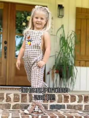 Your little girl needs this romper for Thanksgiving! #thanksgiving #turkeyday #kidsclothing #kidsoftiktok 