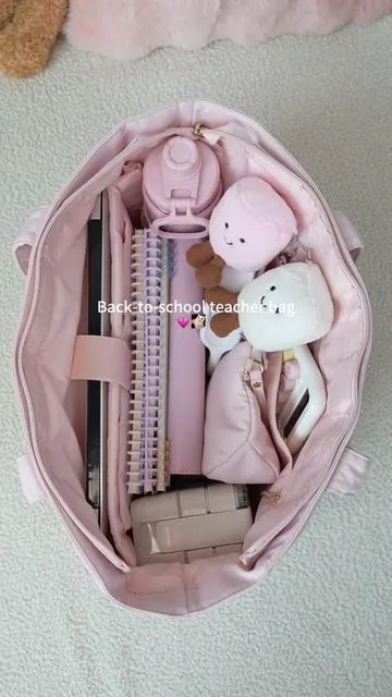 The cutest puffer tote bag for nursing school from LOVEVOOK👜🎀🤎 pack it with me✨ #TikTokShopLaborDaySale  #lovevook  #tote #teacherbag #totebag 