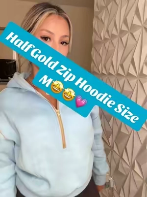 🩵✨Pretty Garden’s Women’s Half Zip Hooded Sweatshirt with gold zipper in size M! Must have for fall 🍂✨#prettygarden #prettygardenhoodie #hoodiewithgoldzipper #goldzipperhoodie #tiktokshoplaborday 