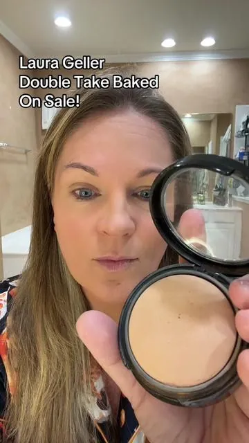 Laura Geller Double Take Baked Powder Foundation and retractable kabuki brush. Foundation for mature skin, full coverage and matte finish! #laurageller #lauragellerbeauty #makeup #foundation @Laura Geller Beauty 