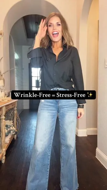 Work smarter, not harder - starting with your wardrobe. 👔✨ This wrinkle-free button down keeps you looking sharp from the office to happy hour without ever touching an iron. Available in several colors - professional, polished, and always ready. @Siliteelon #wrinklefree #workwearstyle #officeootd #classylook #wardrobeessential 