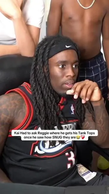 Kai Had to ask Reggie where he gets his Tank Tops once he saw how SNUG they are😭❤️‍🩹#kaicenat #kai #mafiathon3 #fyp #viral #reggie 
