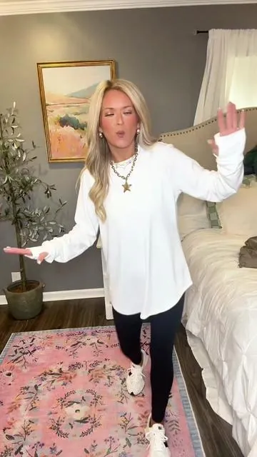 The perfect shirts for layering that aren’t skin tight!!! Perfect for leggings!!! #basicoutfit #tshirts #closetstaples #oversizedshirt #leggingsoutfit #casualstyle #casualoutfits #womensshirt #fallfashion #falloutfits 