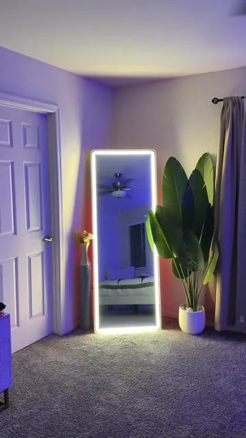Everybody needs one of these full size LED mirrors in their house. #mirror #led #ledmirror #bigmirror #bedroom 
