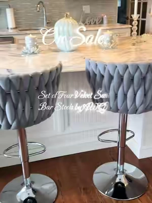 This Set of Four Velvet Swivel Bar Stools from AWQM are so pretty. They come in black, gray, pink, and beige. They hold up to 350lbs and do a full 360 Degree Swivel. They’re also waterproof and adjustable in height. Click on the shopping bag to check them out. @AWQM #barstools #barstool #chair #furniture #chairs