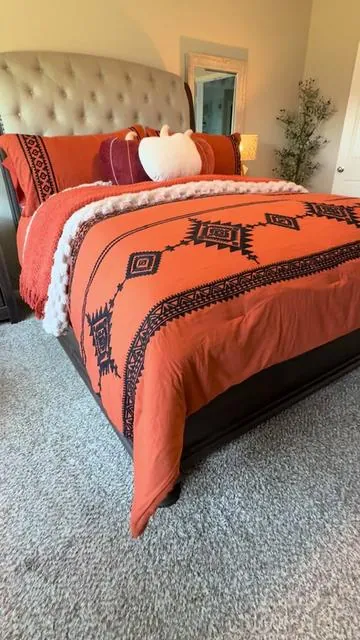 Cozy vibes, luxury feels. This embroidered 7-piece comforter set is soft, stunning, and made for ultimate comfort #CozyVibesOnly #BedroomGlowUp #LuxuryOnABudget #HomeStyleGoals #softandsnug 