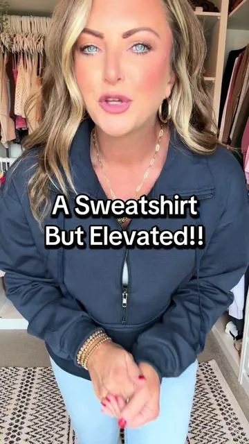 Meet your new favorite sweatshirt with a twist—designed with a modern quarter zip, roomy kangaroo pocket, and a statement collar. It’s cozy enough for lounging yet polished enough to elevate any casual look. @PrettyGarden #sweatshirt #sweatshirts #sweatshirtstyle 