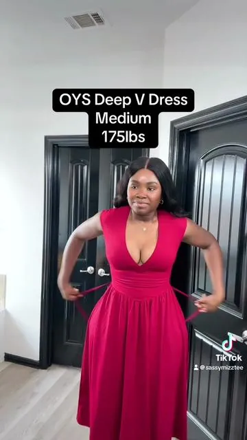 Stunning OYS Deep V Dress is the perfect mix of elegant and unforgettable #PartyReady #OYSFashion #SexyAndElegant 
