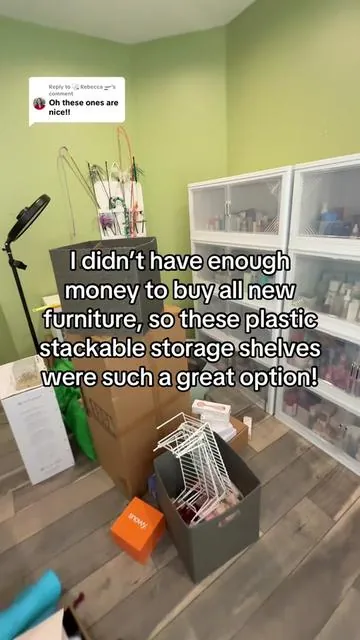 Replying to @🩺 Rebecca 🛫 I hesitated to buy these stackable plastic storage shelves, but I’m so glad that I did and I love them so much that I got three more sets! #stackablestorage #storage #organizedhome #organized #organization 