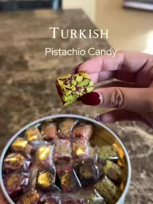 Turkish pistachio treats😋 tastes so good #turkish #turkey #treats #candy #snack #pistachio #fyp #tiktokshop #turkishtiktok 
