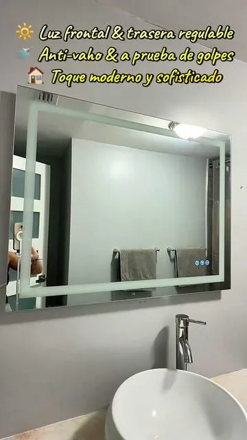 LED Bathroom Vanity Mirror with Dual Lights, Anti-Fog & Shatter-Proof Design, Dimmable Lighting, Tempered Glass, Memory Function Included • LED Bathroom Mirror • Smart LED Vanity Mirror #vanitymirror #ledmirror #floormirror #adjustablemirror #mirrorwithlights 