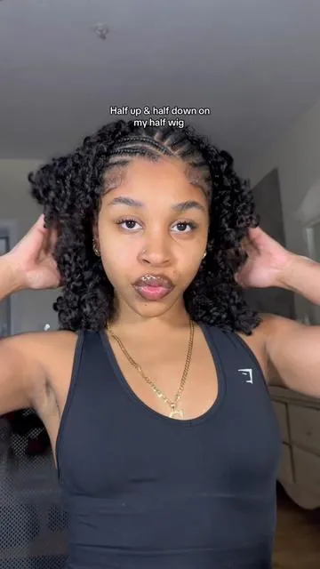 half up and half down tutorial on my half wig ✨ - #oqhair #halfwig #halfupanddown #halfwighairstyle #fyp 