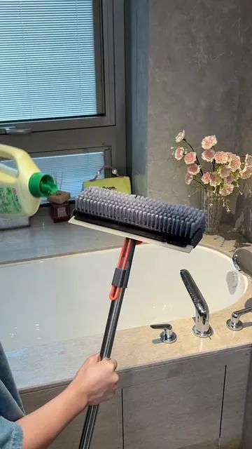 This 3 in 1 floor scrub brush does it all!💕#cleantok #floorbrush #satisfying #tiktokmademebuyit #asmrvideo 