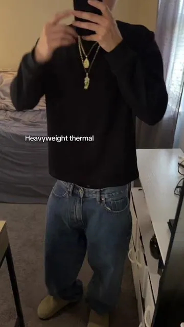 Remember to size up, tuff heavyweight black thermal #thermal #longsleeve #cropped #streetwear #outfitsinspo 