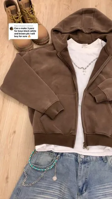 Replying to @lil_joey1  Here's brown, this vintage wash is tough🔥 #menfashion #zipup #streetwear #fyp #baggyclothes 