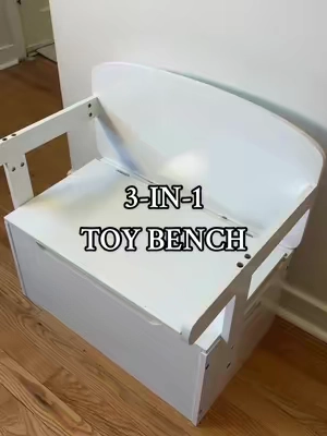 Convertible toy storage bench!! #toystorage #playroominspo #playroomideas #kidsfurniture #playroomorganization 