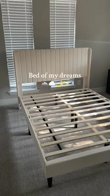 Unreal how affordable this bed frame was😭🛌☁️✨ #bedframe #afforable #luxury #bed #viralbed 
