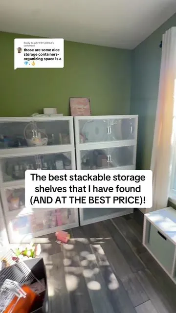 Replying to @ASFYBYLORNA I was on a mission to find the best plastic storage stackable shelves that were large and size and super sturdy, but also looked aesthetically pleasing- and I found them right here! I also did a deep dive on pricing and they were the cheapest here on TikTok shop! #storage #storagehacks #stackablestorage #storageshelves #homeorganization @BROVIEW 