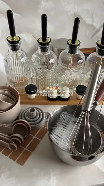 what syrup flavors should i make first? 😚🍮 thank you @JoeCo for sending this set over and making me one step closer to curating my perfect home cafe!! *gifted, all thoughts and opinions are my own! #coffeesyrupkit #homemadesyrup #joecohomestead #matchasyrup #matchasyruprecipe 