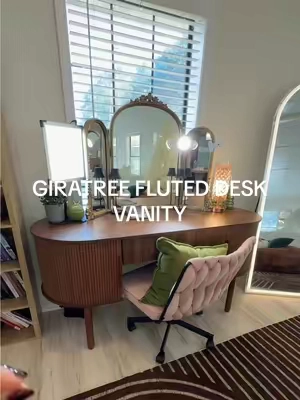 Merry Christmas to me 💝@GiraTree I mean what girl doesn’t want a beautiful, fluted desk that seconds as a vanity.  #vanitydesk #fluteddesk #desk #woodendesk #tiktokshopcreatorpicks 