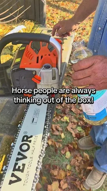 Showing how we cut large square bales of hay into smaller flakes that are much easier to manage and feed with our Vevor chainsaw! We've been doing this for years especially when small square bales are hard to find and the large squares are cheaper! #chainsaw #vevor #horsepeople #farmlife 