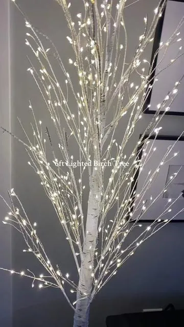 in love with this pre-lit tree ✨ #christmasdecor #birchtree #christmasdecorations #christmaslights #christmas 