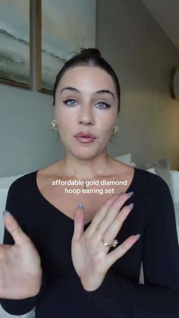 An earring stack you NEED!! You can never go wrong with some gold hoop earrings and I love how sparkly the diamonds are! #goldhoops #hoopearrings #earrings #earringstack #affordablejewelry 