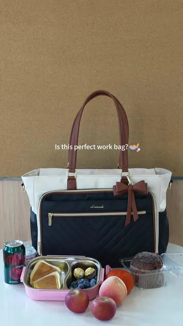 This lunch tote... let me tell you, it’s my ride-or-die! 💖 🥳There's room for all my eats, my tech, and anything else I need for the day. My coworkers are always gasping at how much I fit in. Pack it up with me and see why!💻🍱🍊 #lunchtote #worktote #everydaybag #TikTokShopRestock #FallFreshness