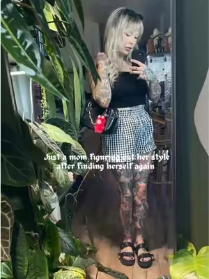 Guess it’s true what they say it really takes YEARS to feel like yourself again ❤️‍🔥 Honestly I don’t even feel like the same person though? New and improved I think 🤓 #altmom #altoutfit #altoutfitinspo #tattooedmom #momsbelike 