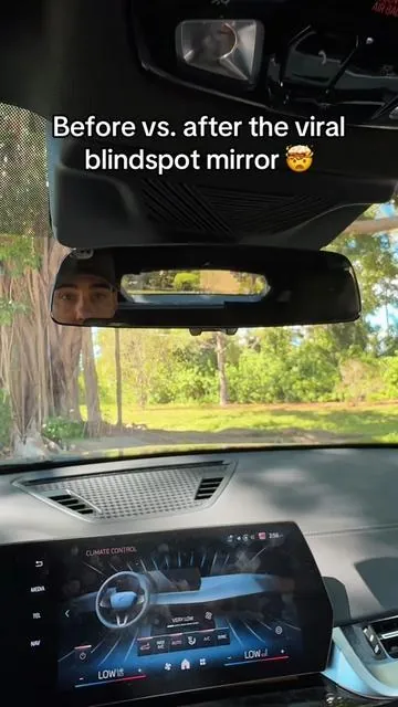 This blindspot removing mirror is a must have for every car! Drive safer by expanding how much you can see around you. No tools needed fits right over your current rear view mirror.  Makes the perfect gift for grandparents and short people!  #carproducts #caraccessories #blindspotmirror #christmasgiftideas #rearviewmirror 