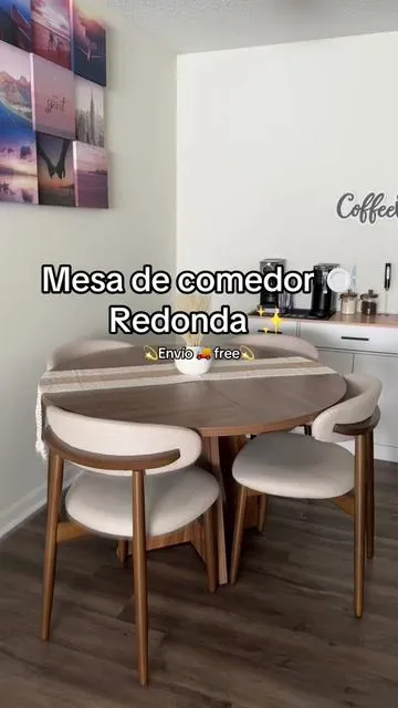 La mesa de madera 🪵 ideal para espacios pequeño la calidad es 10/10 muy fácil de armarlo ,ahora tienen envío 🚚 completamente gratis @Tribesigns #tribesigns #table #homedecor #mesaredonda #diningtable 