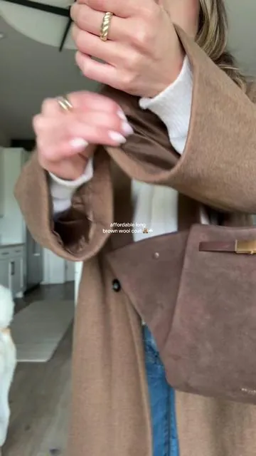 The perfect brown long wool coat for fall. So impressed with the quality and it’s fully lined. Wearing a size S, I’m 5’3 120 lbs 🤎 #woolcoat #coat #tiktokshopcreatorpicks #longcoat #fall 
