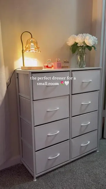 it fits so much clothes too!! #dresser #dressersrawers #drawers #dresserorganization #smallroom 