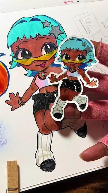 I need to get better at cleaning up my trad drawings fo be digitized but this was so fun!!!! #liene #stickermachine #sticker #peachriot #coloredpencil 