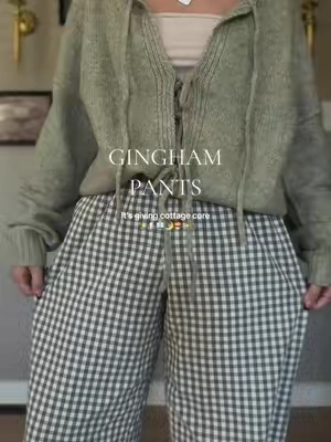 The most gorg sage green outfit for fall  #sage#gingham#cottagecore#outfitinspo#fallfashion 
