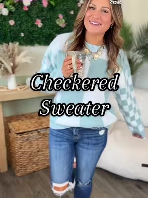 I love this cute checkered sweater!  #sweater #checkeredsweater #cozyoutfit #falloutfitinspo #tiktokshopfalldealsforyou 