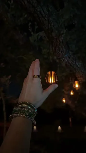 Solar powered flame flicker lantern string lights! 42 feet long! These give you a perfect warm light glow in your backyard. 🔥  #StringLights #FlameLights #FlickerLights #lanterns  #SolarStringLights #SolarFlameLights #BackyardLights  #OutdoorLights #OutdoorLighting #treelighting 