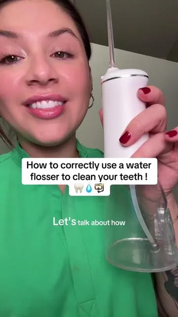 As a dental hygienist, I see SO many people wasting their money on water flossers because they're using them wrong 💸 Here's the proper technique that'll actually clean between your teeth (and won't flood your bathroom) 😅 Game changer! 🔥#DentalHygienist #WaterFlosser #OralHygiene #DentalTips #creatorsearchinsights 