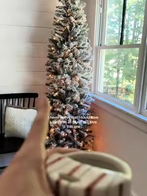 🎄The perfect slim, flocked tree that will fit any space! Just 30 inches wide in circumference at its widest point, this tree has 690 full, dense branches and 300 warm LED lights. The flocking is beautifully done and mess-free! The perfect addition to your Christmas decor! #christmastree #christmasdecor #christmasdecorating #tiktokshopblackfriday #smallspaceliving 