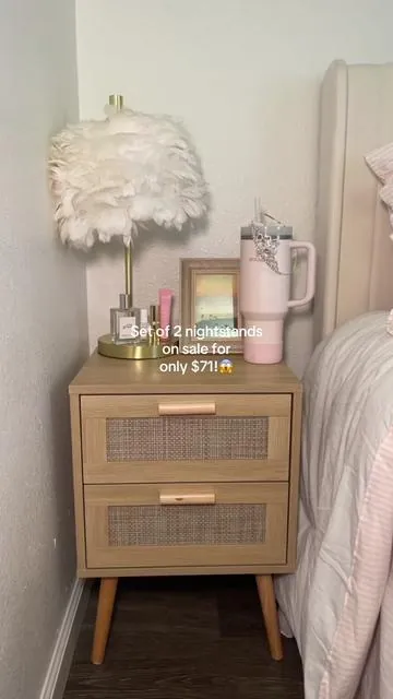 That’s so cheap for a cute nightstand!!#nightstand #endtable #tiktokshopnightstand #homedecor #rattannightstands 