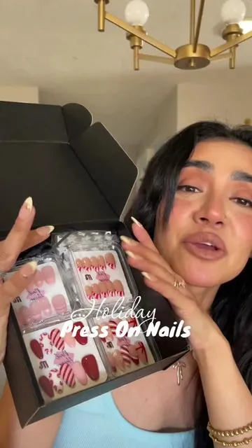 They have a lot more designs now since I got mine, and Halloween ones too! 👻😍🎄✨ @Nail Haven #pressons #pressonnails #holidaynails #affordablenails #creatorsearchinsights 