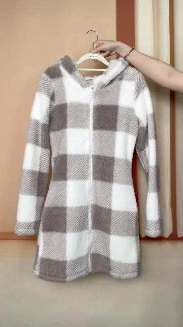 Plaid Fleece Long Sleeve Hooded Coat #coat #womenwear #tiktokshop #fyp #tiktokmakemebuyit   