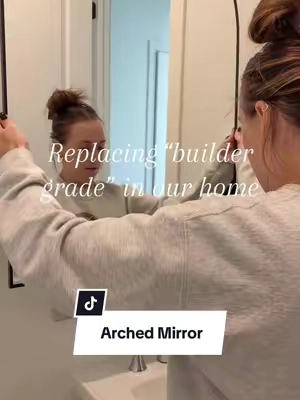 Love the size of this arched mirror #archedmirror #bathroomremodel #buildergradeupgrade #homedecor #tiktokshopcreatorpicks 