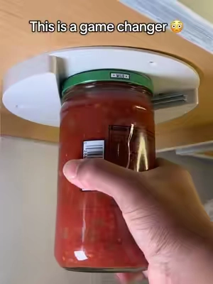 This under cabinet jar opener is by far one of my favorite kitchen finds #jaropener #undercabinetjaropener #weakhands #kitchenhack #kitchenfind 