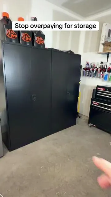 Stop buying cheap plastic shelves! This Letaya Metal Storage Cabinet gives you tall, heavy-duty storage at an unbelievably affordable price. It features adjustable shelves and a secure lockable door. #garagestorage #toolorganization #tiktokshopcreatorpicks #tiktokshopblackfriday #tiktokshopcybermonday