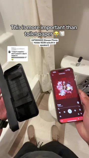 Replying to @ImChipperJonesWitABat Showering without music is WEIRD...👀💅 #showerphoneholder #showerspeaker #phoneholder #waterproofphonecase 